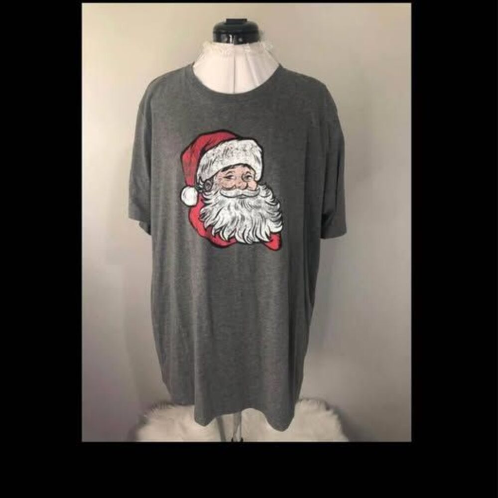 2X Santa Bella Canvas gray blouse Santa on front tee shirt so soft C7001